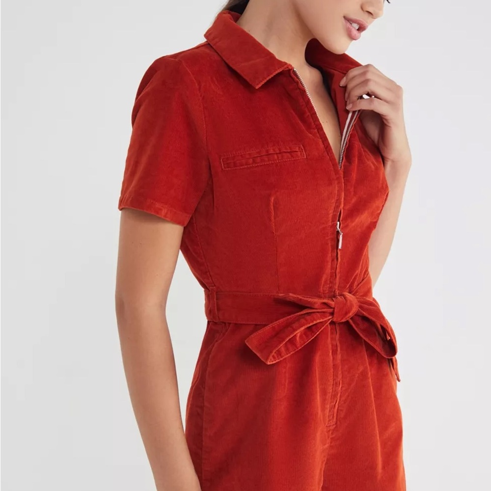 Rust Orange Corduroy Jumpsuit